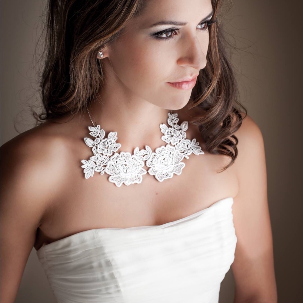 Swarovski Crystal & Lace Rose Bridal Necklace